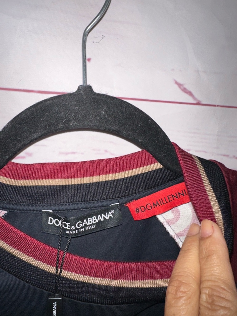 NWT DOLCE & GABBANA Royal Long Sleeve Layer Top Blue Red Millennials Size 40 S - Picture 2 of 8